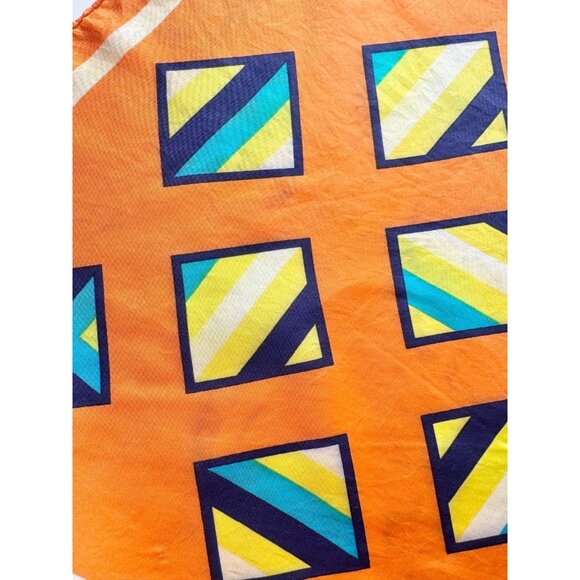 Vintage GIVENCHY Orange Geometric Print Silk Satin 30" x 30" Square Scarf - Picture 4 of 16